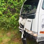 This box truck reportedly struck a vehicle parked on the northbound Interstate 5 shoulder on Thursday morning, May 20 in Kent. COURTESY PHOTO, Washington State Patrol