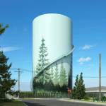 A rendering of what the city of Kents West Hill water tower with a mural will look like when completed in 2022. COURTESY IMAGE, City of Kent