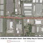 A map shows where will paving will be done along South 212th Street between 72nd Avenue South and 84th Avenue South in Kent. COURTESY IMAGE, City of Kent