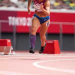 Kents Jaleen Roberts in the 200 meters T37 prelims Aug. 27 at the 2020 Tokyo Paralympic Games. COURTESY PHOTO, Joe Kusomoto, USOPC