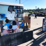 Artist Linda McClamrock designed For the Love of Reading at a traffic box at Central Avenue and Pioneer Street. COURTESY PHOTO, City of Kent