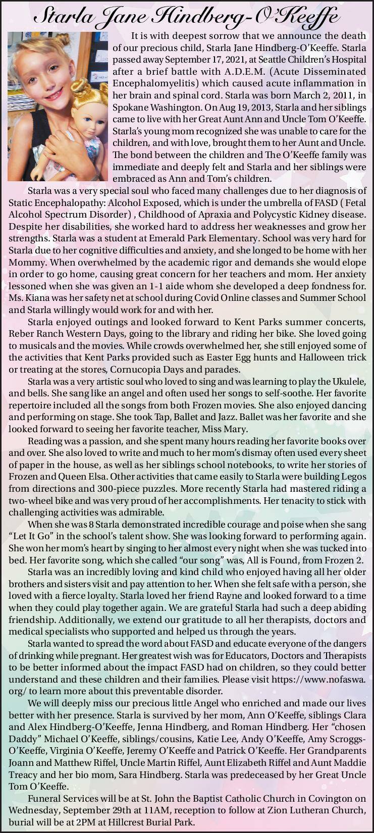 Starla Jane Hindberg-O'Keeffe | Obituary