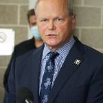 King County Prosecuting Attorney Dan Satterberg talks about accomplice vehicular homicide charges against a Kent man at a Oct. 5 press conference outside the Maleng Regional Justice Center in Kent. STEVE HUNTER, Kent Reporter