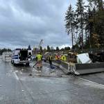 A crash injured four people on Thursday, Oct. 28 in the Interstate 5 southbound lanes near South 272nd Street. COURTESY PHOTO, South King Fire and Rescue