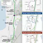 The site in Kent and two sites in Federal Way under consideration by Sound Transit to build a new Operations and Maintenance Facility for light rail vehicles. COURTESY GRAPHIC, Sound Transit