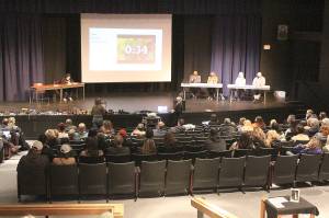 More than a dozen local residents  including students  spoke at the Nov. 22 Enumclaw School Board meeting. Photo by Ray Miller-Still