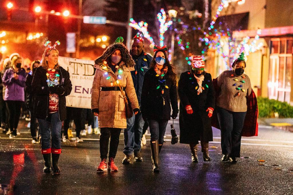 Kent City Council members walked in the annual holiday parade Dec. 4 downtown. From left to right are Toni Troutner, Satwinder Kaur, Bill Boyce, Zandria Michaud, Marli Larimer and Brenda Fincher. COURTESY PHOTO, City of Kent