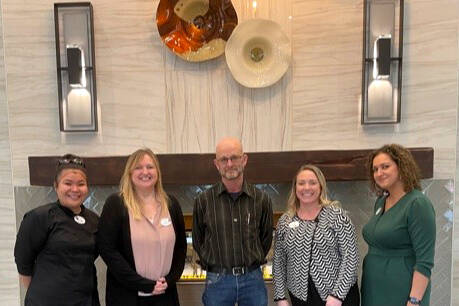From left, Chef Ray Canos, Culinary Director; DAnn Lusain, Business Office Director; Wes Wallace, Facilities Director; Amanda Kirilenko Community Relations Director; Monica Rangel, Executive Director.
