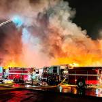 Firefighters fight a blaze Feb. 16 at a former SeaTac elementary school along South 200th Street, south of Sea-Tac Airport. COURTESY PHOTO, Puget Sound Fire