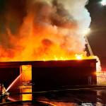 Firefighters fight a blaze Feb. 16 at a former SeaTac elementary school. COURTESY PHOTO, Puget Sound Fire
