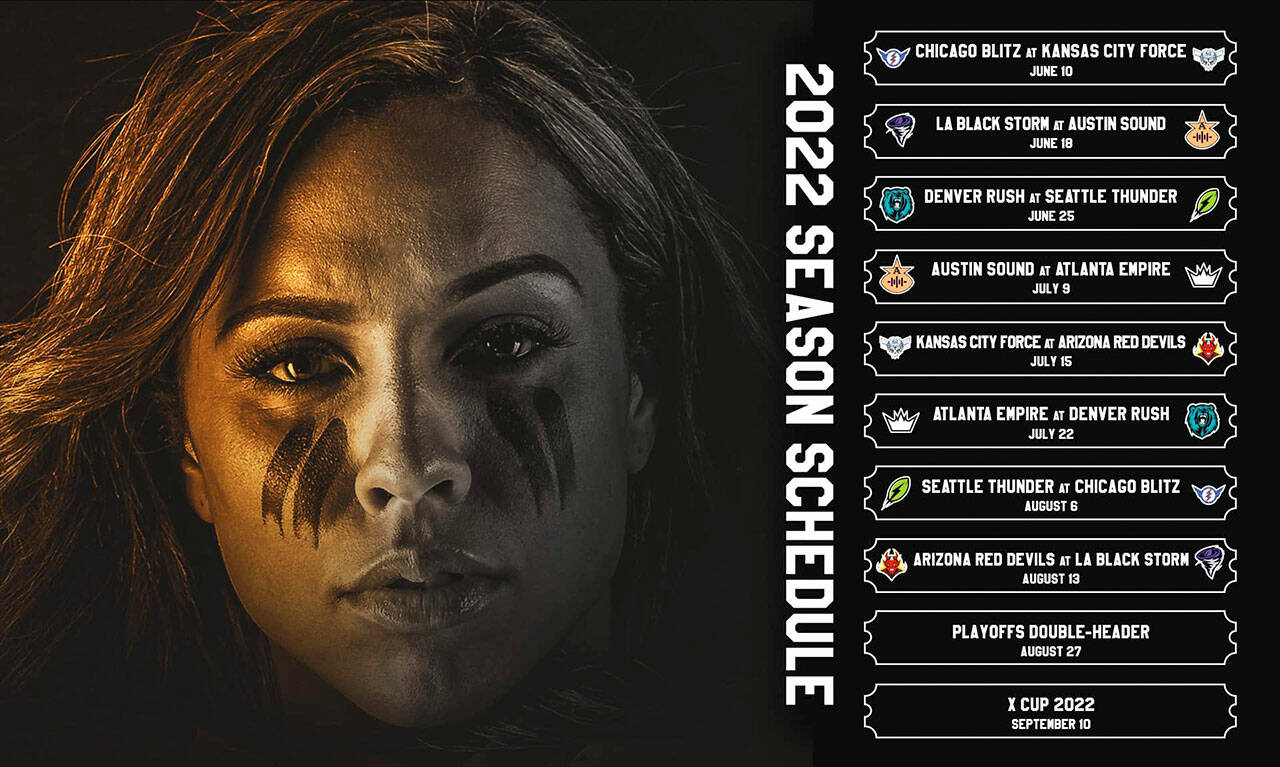 The Seattle Thunder are part of the new X League featuring 7-on-7 womens football. The Thunder will play one home game June 25 at the accesso ShoWare Center in Kent. COURTESY PHOTO, X League