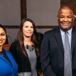 Satwinder Kaur, left, and Bill Boyce, right, are each members of the Kent City Council and will run against each other for the 47th Legislative District Senate seat this year. City Councilmember Zandria Michaud is in the middle. COURTESY PHOTO, City of Kent