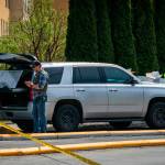 Law enforcement officials investigate the scene of a fatal shooting near a freeway ramp in Federal Way on May 4. Photo courtesy of South Sound News