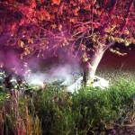 A man was killed when a car went off the road and crashed into a tree at about 3:19 a.m. Thursday, May 12 on the East Valley Highway near South 277th Street. COURTESY PHOTO, Puget Sound Fire