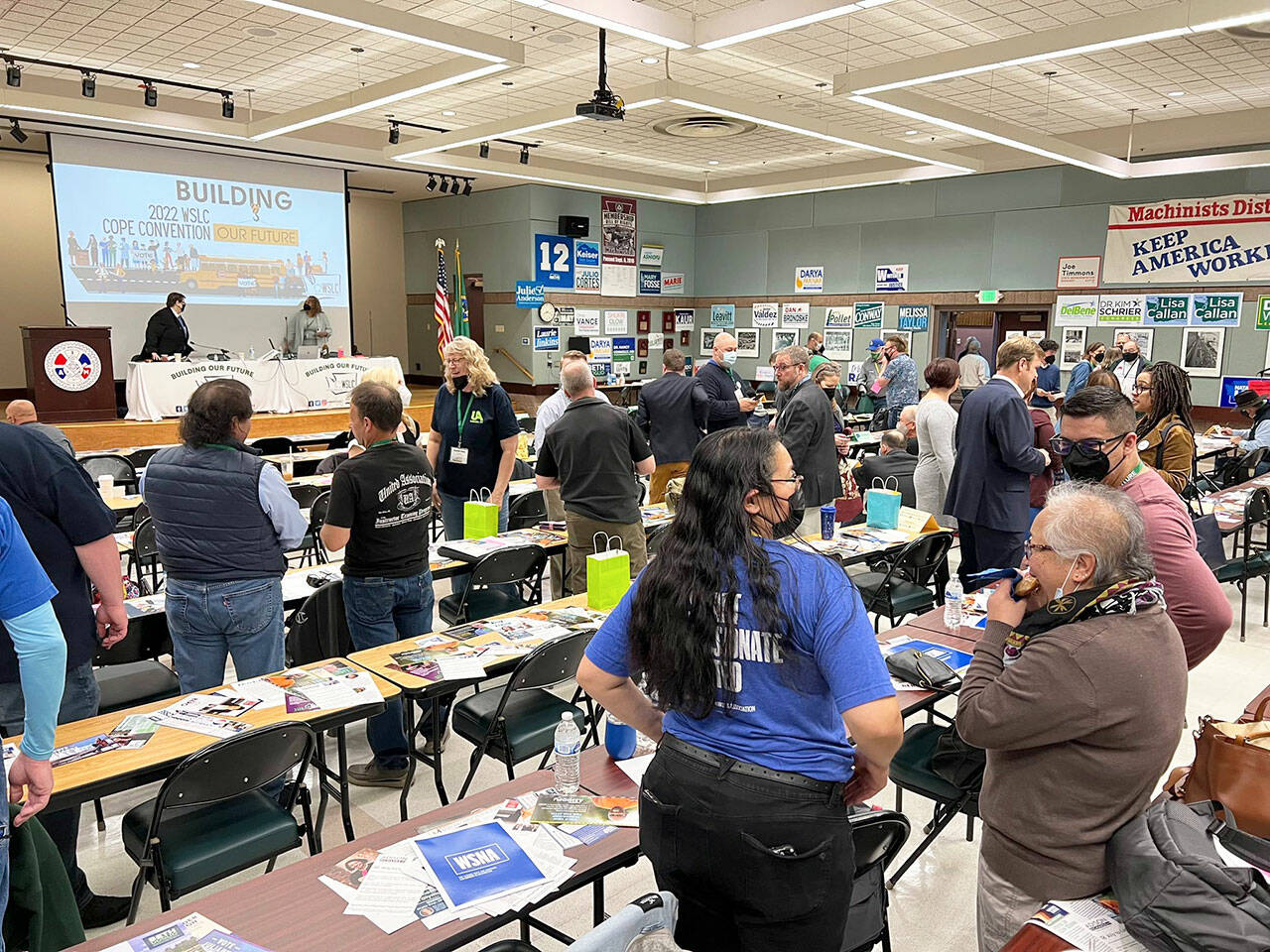 The Washington State Labor Council, AFL-CIO held its 2022 Committee on Political Education Endorsing Convention on May 21 at the Machinists District 751 Hall in Seattle. COURTESY PHOTO, Washington State Labor Council