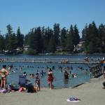 Dozens of people flocked to Steel Lake to enjoy, and escape, the record temperatures on June 28, 2021. Photo by Olivia Sullivan/Sound Publishing