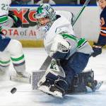 Seattle Thunderbirds goalie Thomas Milic helped advance the team to the Western Hockey League Championship Series against Edmonton. COURTESY PHOTO, Brian Liesse, Seattle Thunderbirds