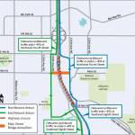 A map of detours commuters can take during the Main Street Bridge demolition. Courtesy of WSDOT.
