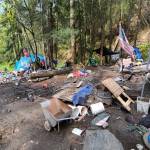 Trash and various debris at a Green River homeless encampment in unincorporated King County along 94th Place South between Kent and Auburn. COURTESY PHOTO, King County