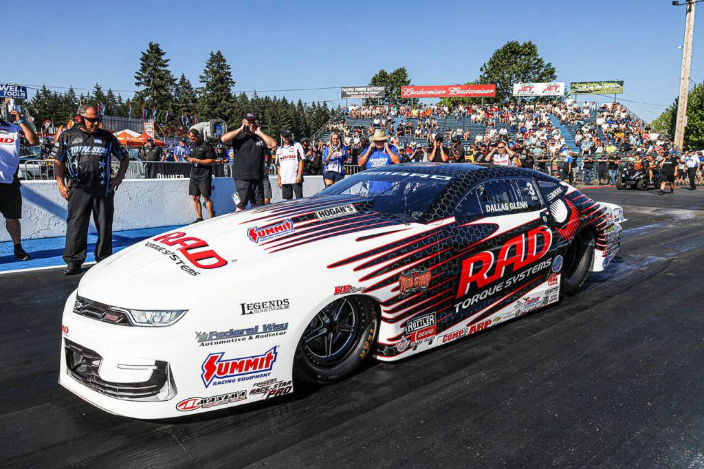 Dallas Glenn advanced to the quarterfinals before losing in the Pro Stock division July 29-31 at Pacific Raceways. COURTESY PHOTO, Dallas Glenn