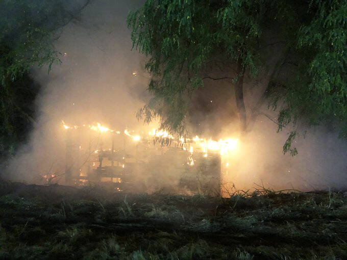 A shed burns Aug. 10 in the 400 block of Novak Lane in Kent. COURTESY PHOTO, Puget Sound Fire