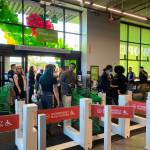 People scan to enter the Amazon Fresh store on Aug. 11. Scanning their app allows the customer to later skip the traditional checkout and charges their card using Just Walk Out technology. Olivia Sullivan/the Mirror