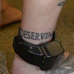 Nelsons ankle tattoo reads punish the deserving. These photos were taken by the FBI after Nelson was charged with murder. Courtesy photo