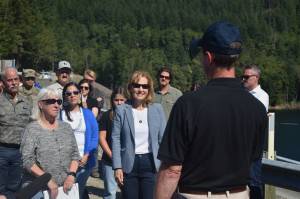 Photos by Alex Bruell / Sound Publishing
Sen. Patty Murray (left) and Congresswoman Kim Schrier (center) are given a tour of the Howard Hanson Dam on Aug. 30.