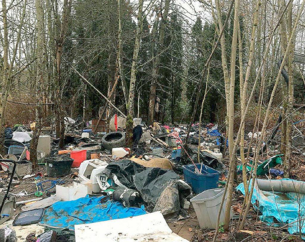 A homeless camp in Kent along the Green River. FILE PHOTO, City of Kent