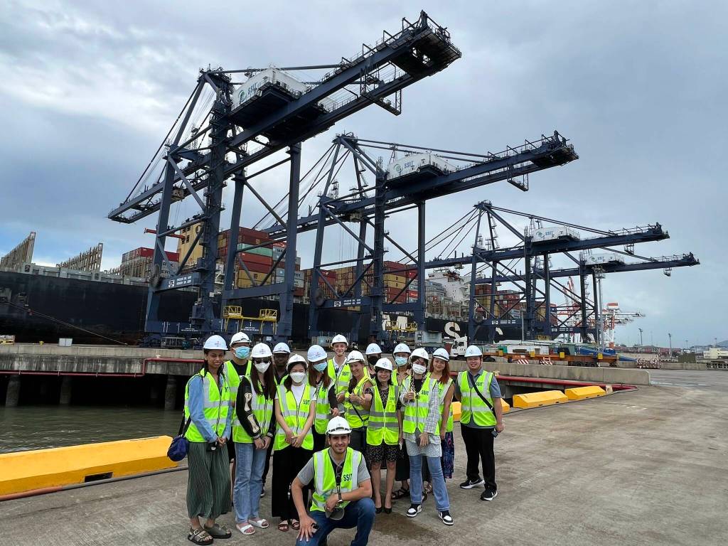 Students at the SP-SSA International Terminal (SSIT) port near Vung Tau, Vietnam. Photo courtesy of Highline College