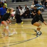 Senior Anaya Anderson preparing to bump the Conquerors over the Eagles. Photos by Ben Ray/Sound Publishing
