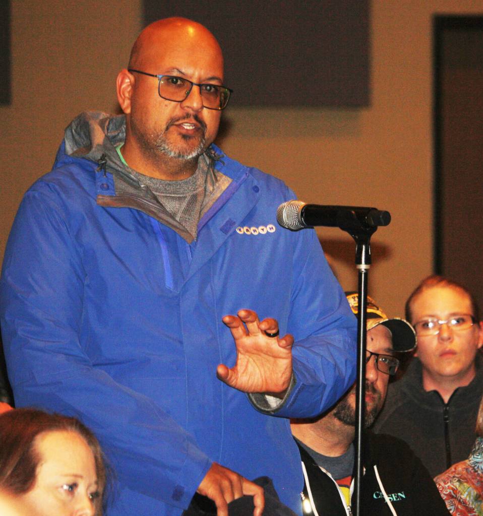 A speaker at the town hall at Faith Church talks about the impact of the lockdown on parents. STEVE HUNTER, Kent Reporter