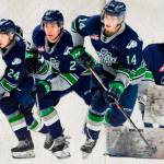 Chosen to represent Team Canada in the World Junior Championships are Seattle Thunderbirds players Reid Schafer (24), Nolan Allan (2), Kevin Korchinski (14) and Thomas Milic. COURTESY IMAGE, Seattle Thunderbirds
