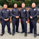 Kent Police Chief Rafael Padilla, far left, welcomes five new officers in October. COURTESY PHOTO, Kent Police