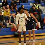 Kent-Meridian senior Jordan Bailey attempting to convince the official for a favorable call for the Royals. Photos by Ben Ray/Sound Publishing