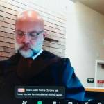 Zoom screen capture of Kent Municipal Court Judge Michael Frans at a Jan. 24 hearing for Noah Peterson.