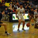 Charger seniors Jalon Blackwell and Dorian Thomas work against a Union defender. Photos by Ben Ray/ The Reporter