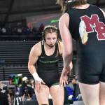 Sarah Wright eyes down her opponent at the Tacoma Dome. Photos by Ben Ray/The Reporter