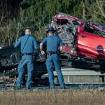 A vehicle going southbound on I-5 crossed into northbound lanes the morning of March 5, causing a collision near South 336th Street in Federal Way. (Photo courtesy of South King Fire and Rescue)