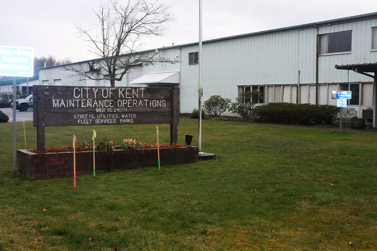 The city of Kent maintenance shops along Russell Road are aging and running out of space, so the city plans to build a new facility on the East Hill. STEVE HUNTER, Kent Reporter
