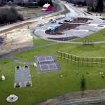 Aerial view of renovations at Van Dorens Landing Park. (Screenshot from City of Kent Youtube page)