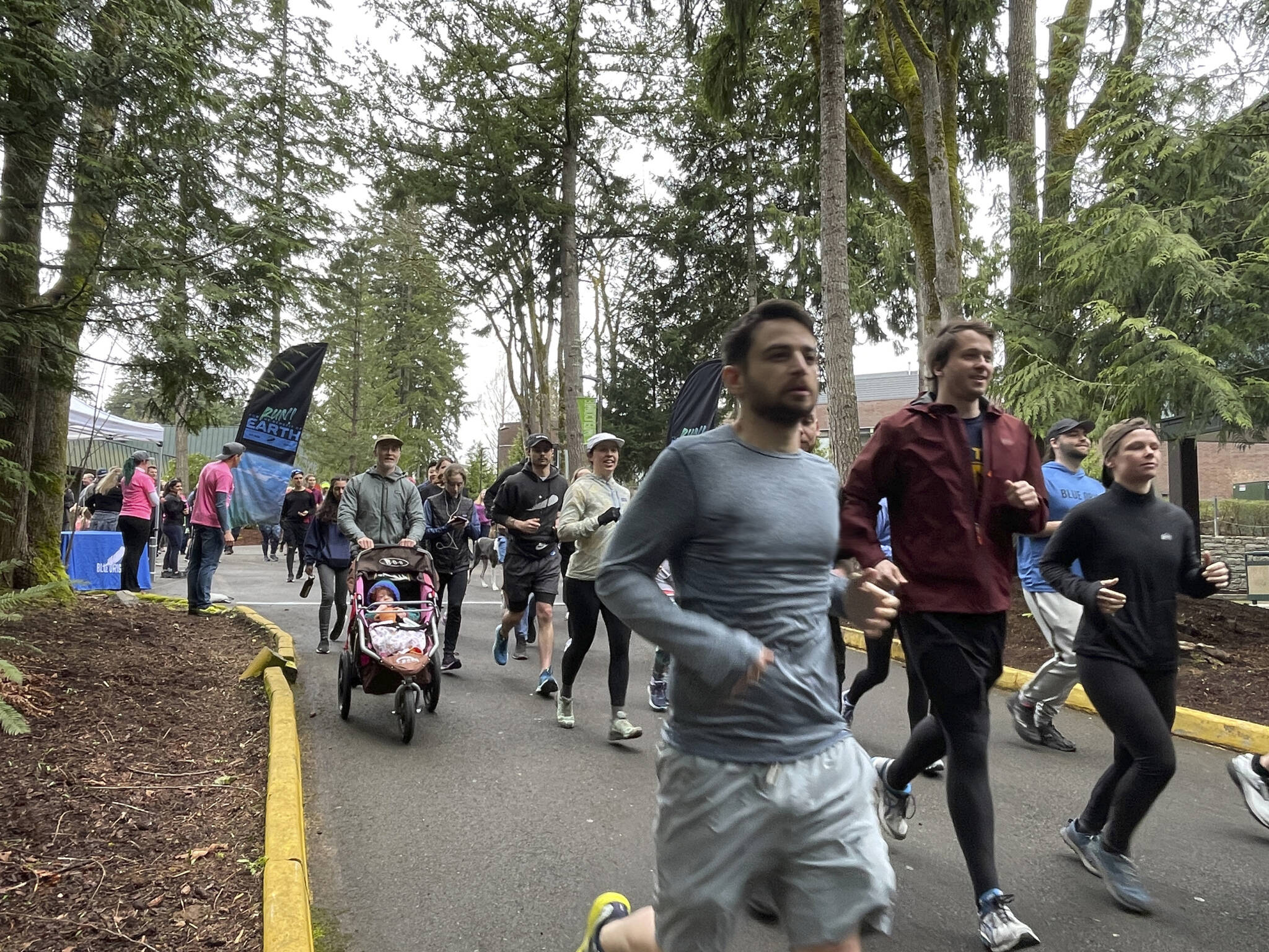 Participants in Blue Origins Inaugural Run for the Benefit of Earth on April 22 at Green River College in Auburn. COURTESY PHOTO, Blue Origin