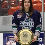 Joely Connell holds a plate at Nationals after her team became #1 in their division. Courtesy Photo, Jacqueline Connell