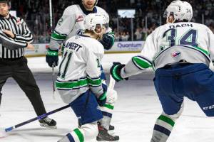Seattles Brad Lambert and the rest of the Thunderbirds will play the Kamloops Blazers for the WHL Western Conference title in a best-of-seven series starting April 29. COURTESY PHOTO, Brian Liesse, Seattle Thunderbirds