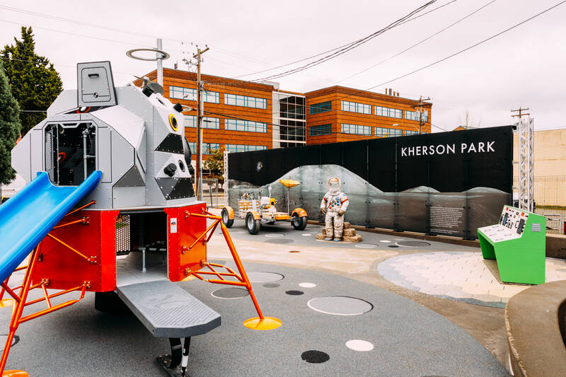 A grand opening of the new space-themed Kherson Park in downtown Kent is set for 10:30 a.m. Saturday, May 20. COURTESY PHOTO, City of Kent Parks
