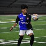 Royals junior Saul Rodriguez looks to control the ball late in the game against the Ravens. Ben Ray / The Reporter