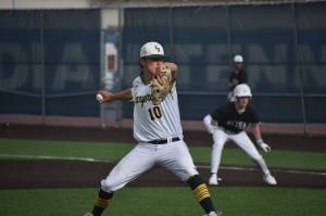 Kentridge senior RHP Kaden Barnes eyes down the Bethel batting order en route to a 10-3 victory in the playoffs. Ben Ray / The Reporter