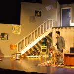 From left to right: Ayden Bryant as Col. Melkett, Cianna Riggins as Clea, Kaitlyn Roberts as Brindsley and Rahael Kassaye as Carol Melkett in Kent-Meridian High Schools production of Black Comedy. COURTESY PHOTO, Kent-Meridian Drama