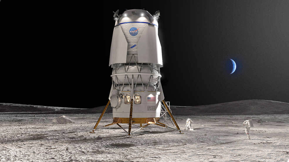 An artists concept of the Blue Moon lander to be designed by Kent-based Blue Origin for NASA. COURTESY IMAGE, Blue Origin