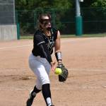 Junior Sarah Wright with an easy play to first base. Ben Ray / The Reporter